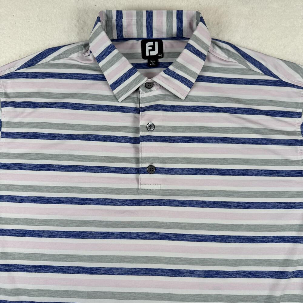 FootJoy Polo Shirt Mens Size XL Multicolor Striped Golf Stretch Performance